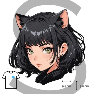Nažehlovačka anime kočičí hlava dívky / S