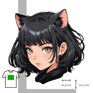 Nažehlovačka anime kočičí hlava dívky / L