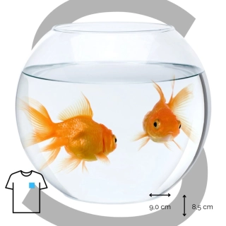 Nažehlovačka kulaté akvarium se zlatými rybkami /S