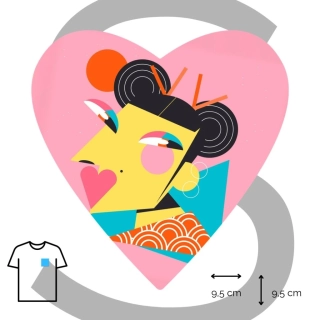 Nažehlovačka obrazcová geisha v srdci / S