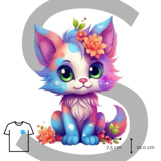 Nažehlovačka roztomilá modro-růžová kočka / S