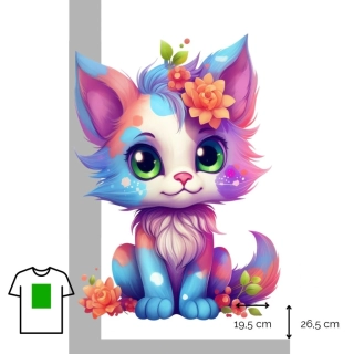 Nažehlovačka roztomilá modro-růžová kočka / L