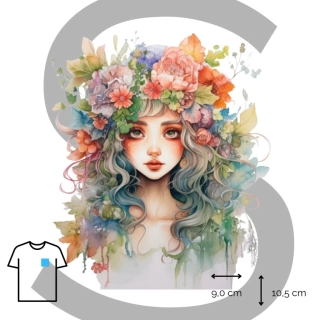 Nažehlovačka víla s květinami ve vlasech / S