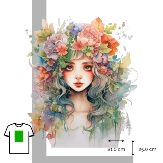 Nažehlovačka víla s květinami ve vlasech / L