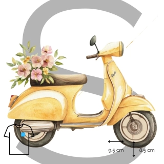 Nažehlovačka žlutá vespa s kyticí