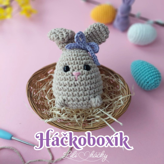 Háčkoboxík - Vajíčkový králíček (fialový)