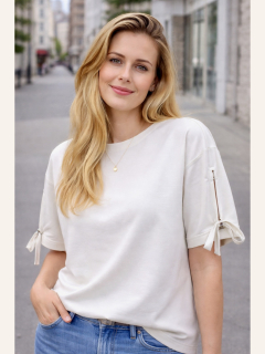 Mikina Casual Chic Ecru smetanová kr.rukáv