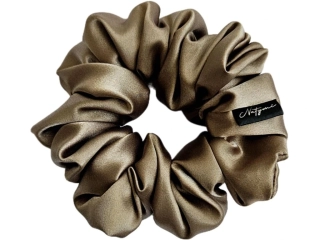 Saténová gumička do vlasů - coffee