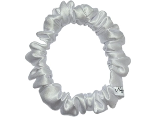 Saténová gumička do vlasů - bílá