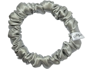 Saténová gumička do vlasů  - světle šedá