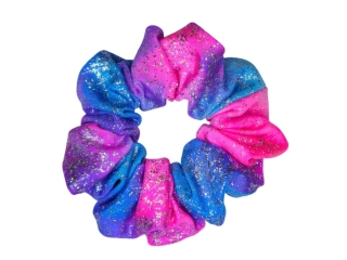 Gumička do vlasů se stříbrným třpytem - modrorůžová