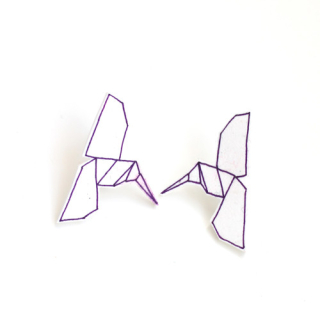Náušnice origami: kolibříci
