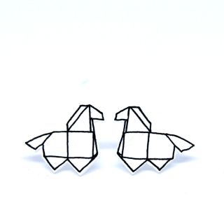 Náušnice origami: koně puzety