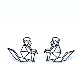 náušnice: origami opička